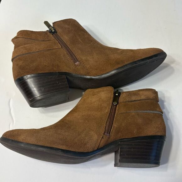 Sam Edelman Petal Ankle Bootie Brown Suede Buckle Zip Ankle Boot Size 7 - Picture 7 of 12